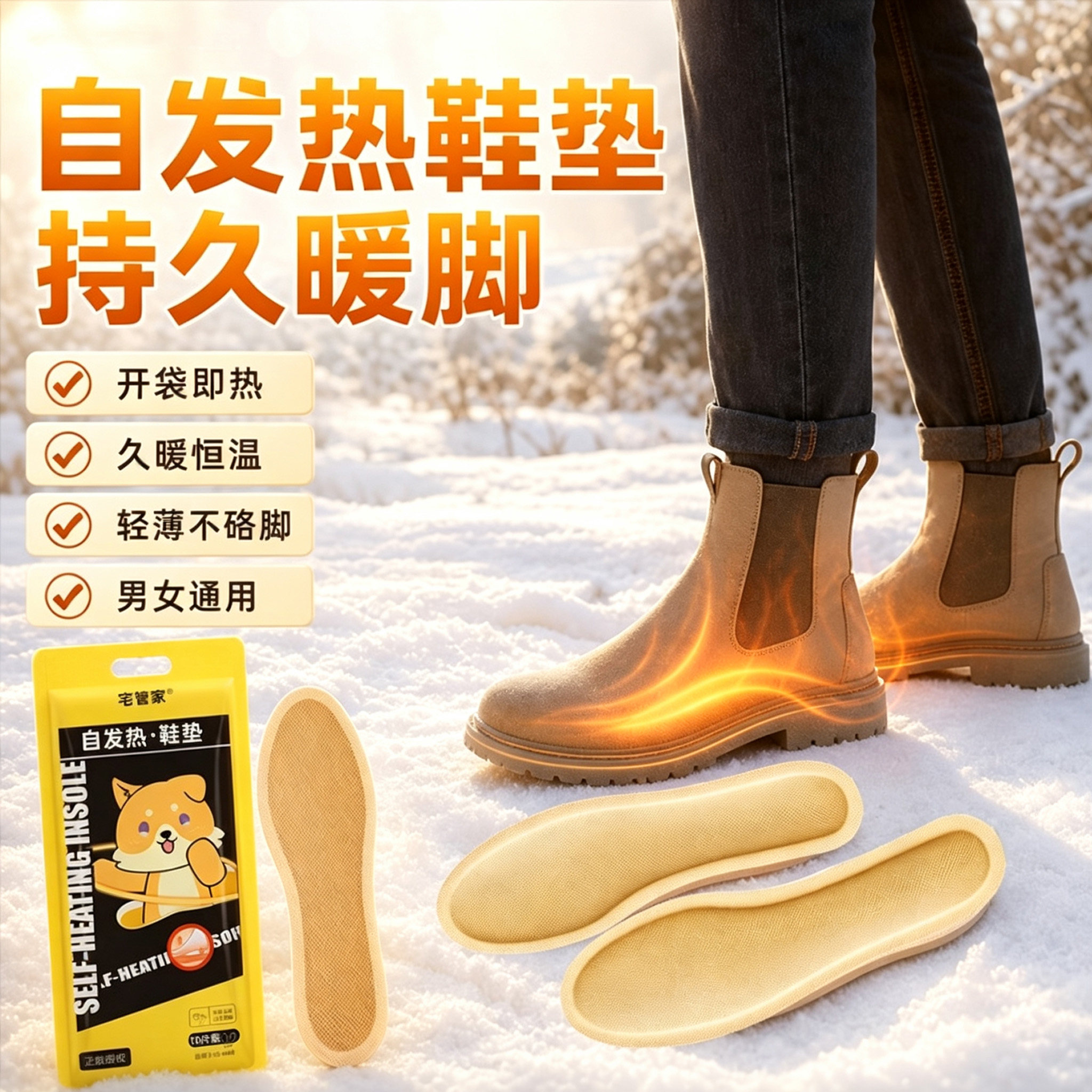 舒适自发热鞋垫暖脚锁温保暖温和