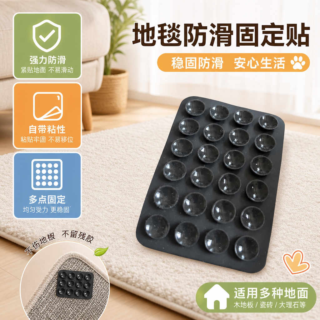强力吸附无痕防滑减震背胶吸盘垫