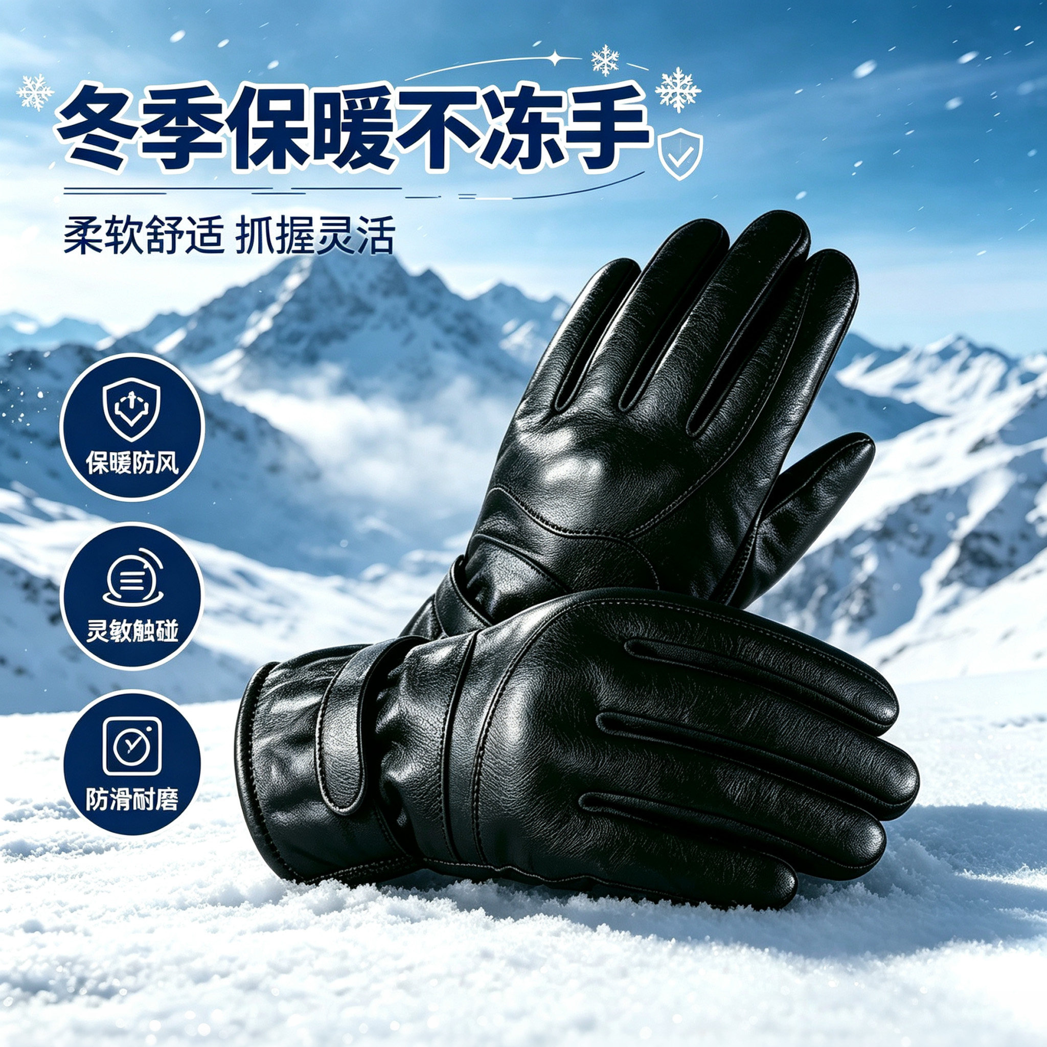 保暖手套加绒加厚触屏设计更灵敏