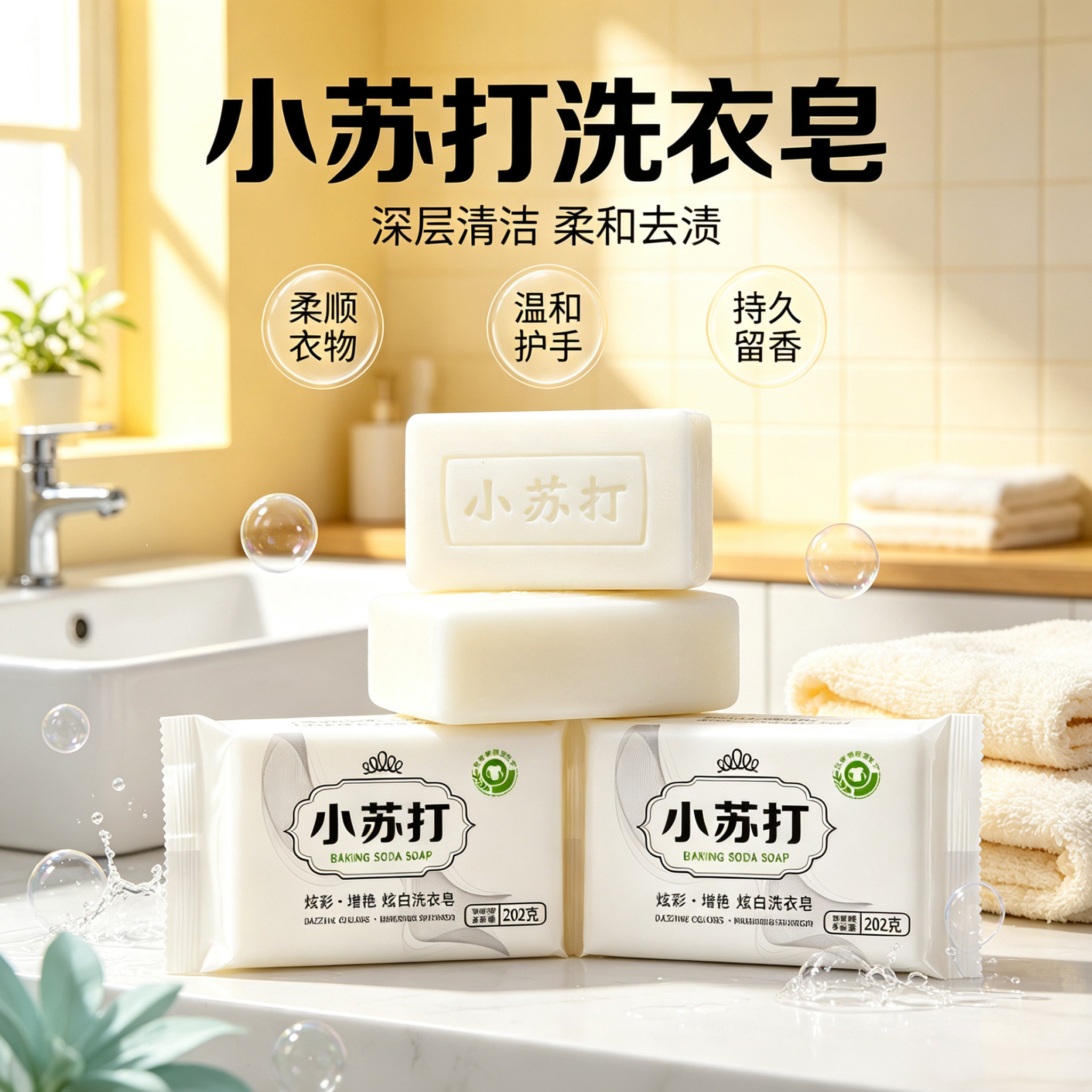小苏打洗衣皂易漂洗无残留更省心