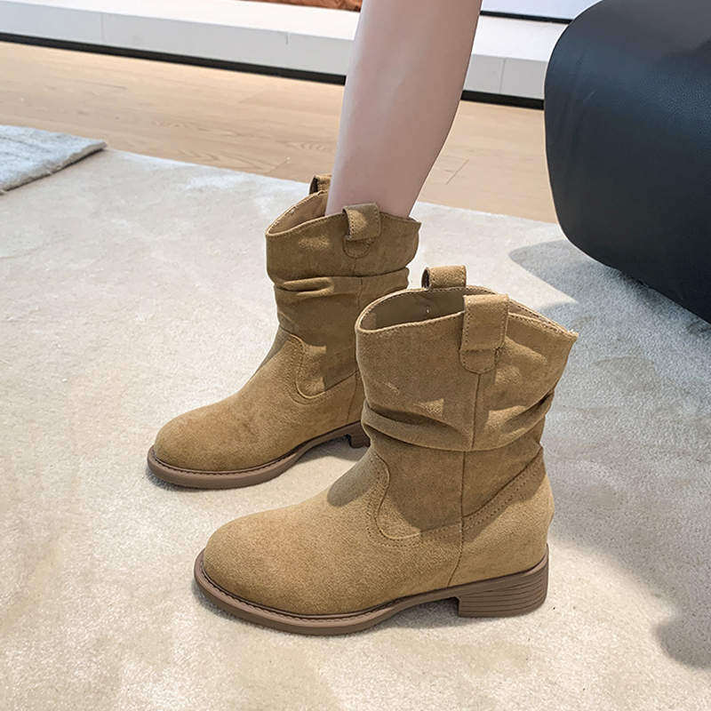 配裙子西部牛仔马丁靴女款2025新款废土风粗跟内堆堆靴短靴子