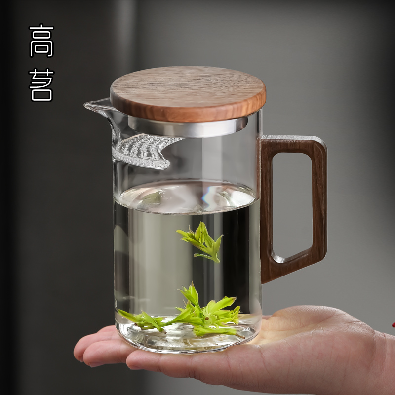 绿茶泡茶器玻璃茶壶冲茶月牙过滤茶杯滤茶器一体公道杯家用耐热公