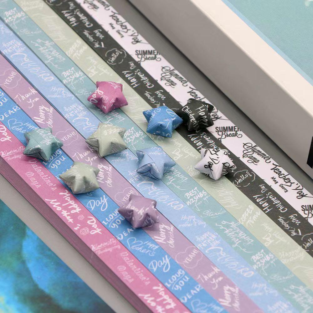 带字母星星折纸ins幸运星手工纸折叠五角星的细纸条许愿塑料瓶子