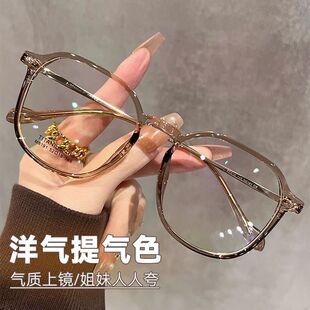 显脸小时尚百搭老花镜女高清护目防蓝光变焦冷茶色老花眼镜