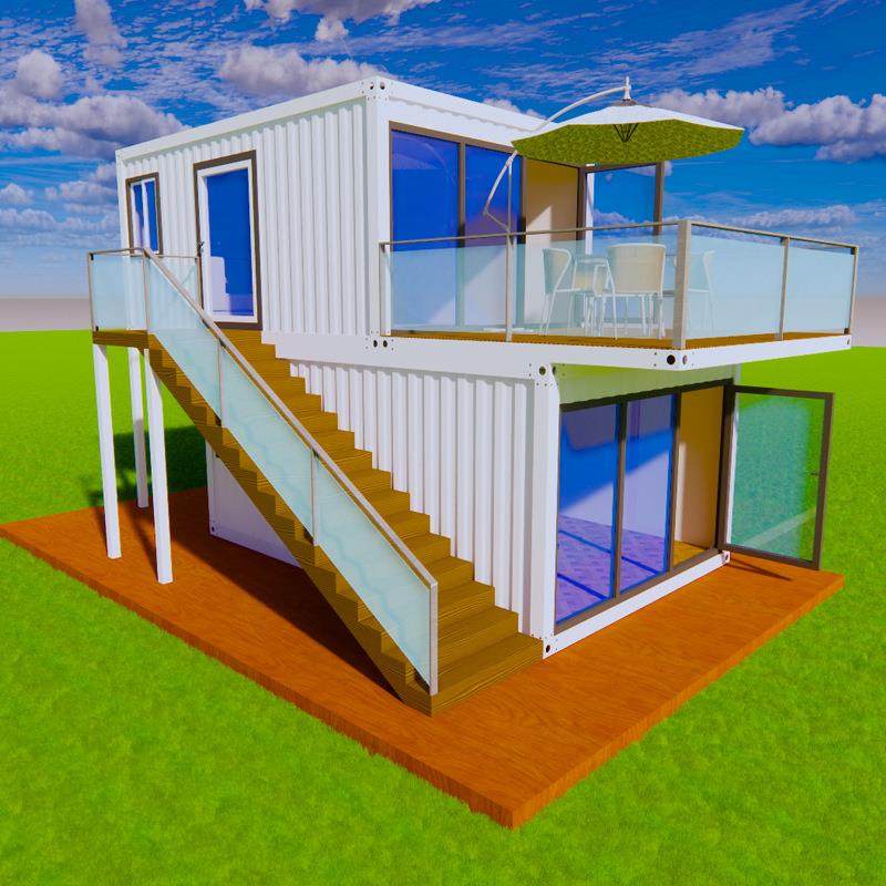 跨境定制带阳台别墅双层集装箱房咖啡厅酒店双层住人快拼箱房,基础建材,轻钢别墅,淘宝优惠券,粉丝福利购,淘宝优惠卷
