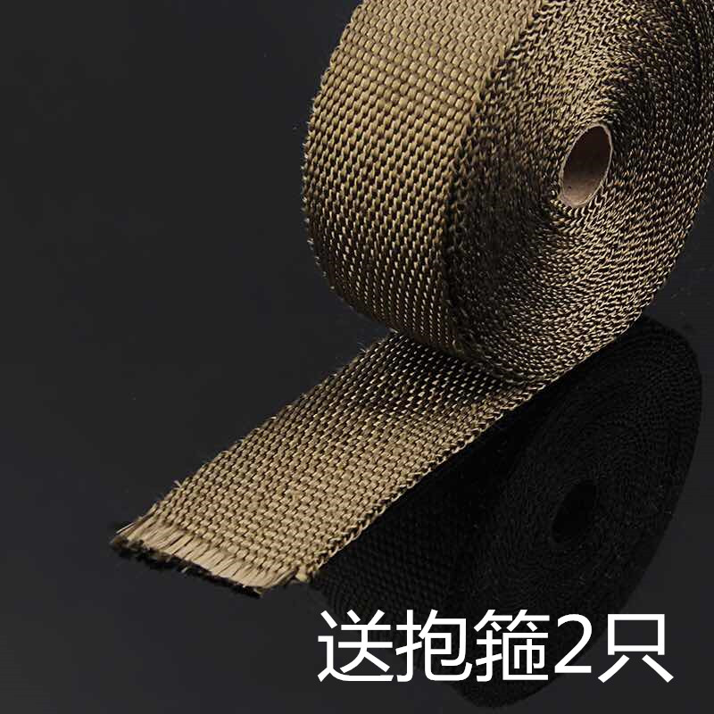 复古改装钛色摩托车排气管系统改装芭蕉布隔热布隔音防火防烫棉布