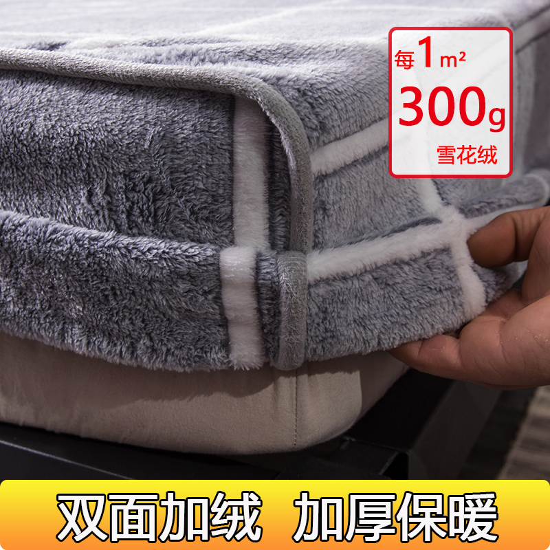 2021年新款牛奶珊瑚法兰绒面床单件床笠加绒床罩冬季加厚床套冬天