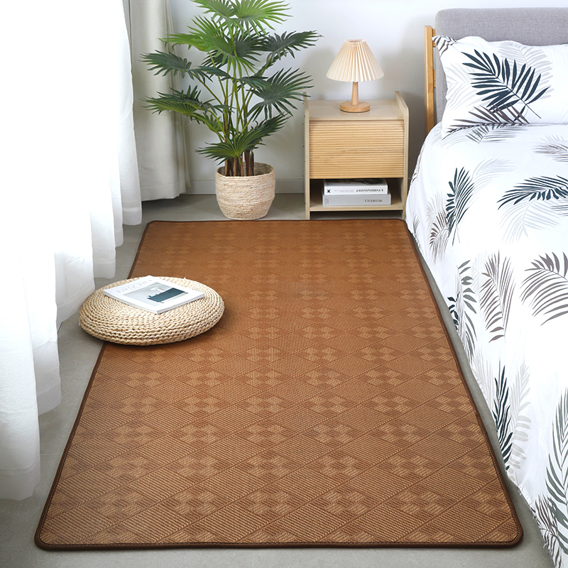 夏季床边b毯夏凉垫藤编凉席地毯床边垫子夏天地板铺垫凉感藤席地