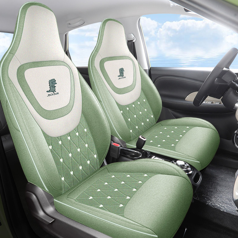 五菱缤果汽车坐垫专用四季通用棉麻可爱座套全包亚麻卡通麻布新款