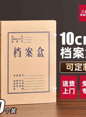 10个10cm档案盒文件资料盒牛皮纸加厚28510大容量无酸纸质会计凭