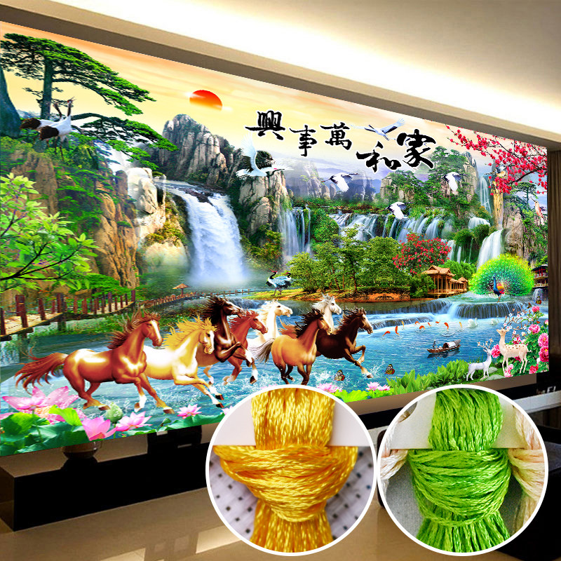 十字绣绣家和万事兴风景刺绣手工绣幅