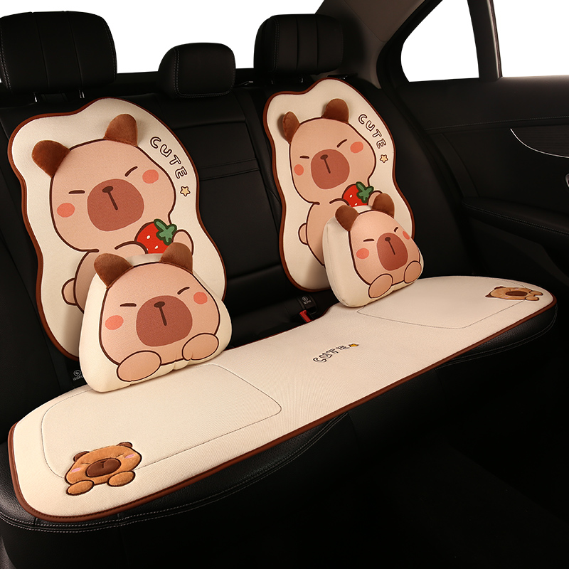 汽车坐垫四季通用可爱座垫夏季透气通风座椅套薄款棉麻凉垫座套女
