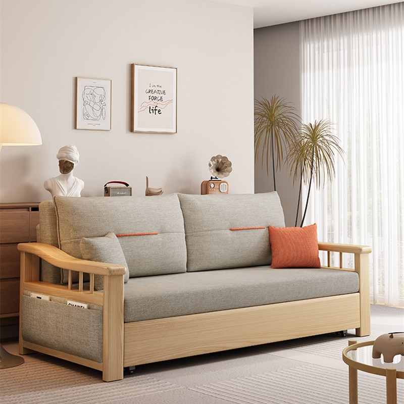 布艺沙发床坐卧两用实木可折叠伸缩小户型客厅多功能单双人经济型