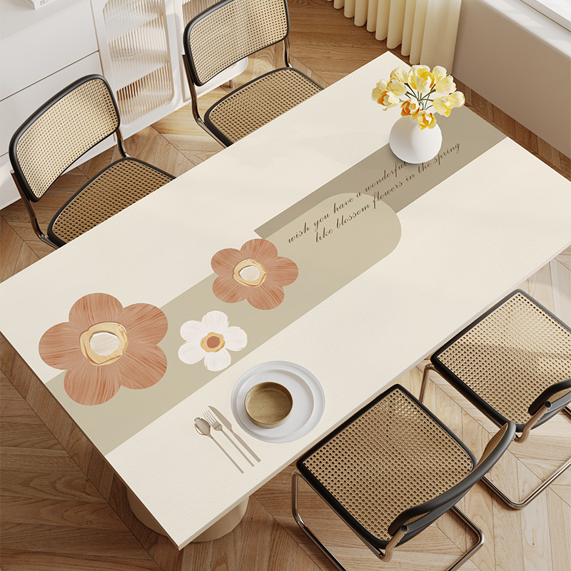 奶油风桌布免洗防油防水防烫桌面皮革餐桌垫茶几保护垫高级感定制