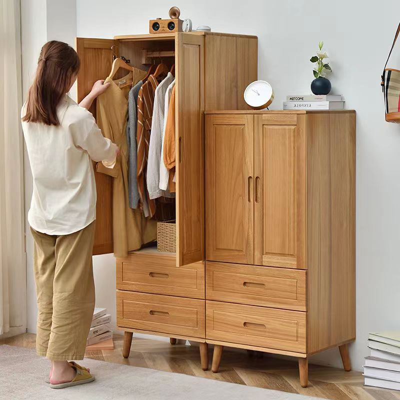 实木衣柜卧室家用小户型储物柜简约儿童宝宝收纳柜子窄原木矮衣橱