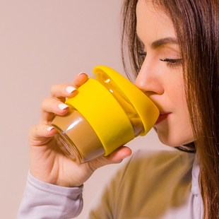 个性 家用单层玻璃杯带盖随手杯办公室咖啡杯耐热防烫时尚 创意水杯