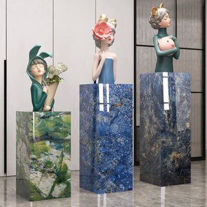 高奢石玄关落地岩板底座酒店电视剧旁艺术品