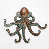 欧式 饰玄关衣帽钥匙钩创意海洋 铸铁章鱼六挂钩家居壁挂墙饰复古装