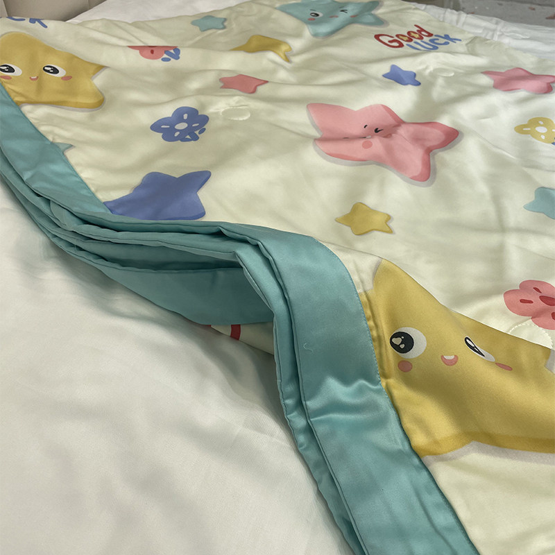 儿童双面天丝夏凉被幼儿园宝宝冰丝夏被单人空调被可水洗夏季薄被