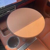 车载悬浮桌滑垫小桌圆形皮革汽车桌隔热水U垫