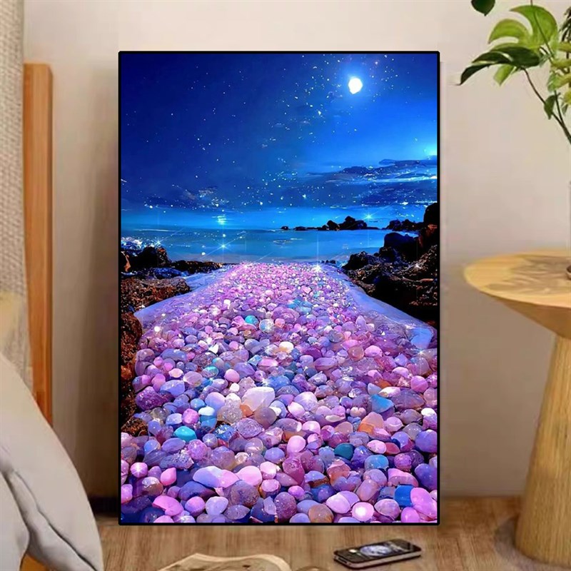 风景钻石画梦幻海滩晶手工点贴钻十字绣满钻