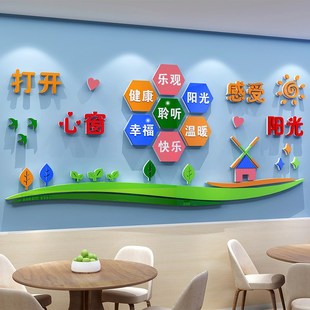 心理咨询室布置装饰心灵驿站校医院健康辅导室文化墙贴画