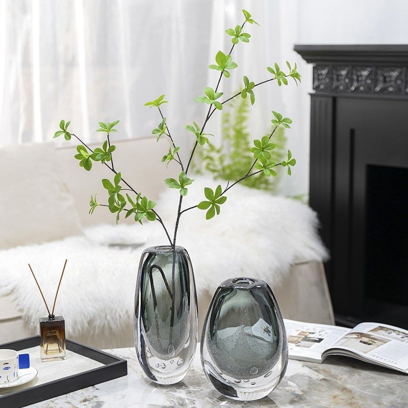 木南简约琉璃气泡灰花瓶艺术玻璃餐桌茶几花器家居装饰品,家居饰品,花瓶,淘宝优惠券,粉丝福利购,淘宝优惠卷