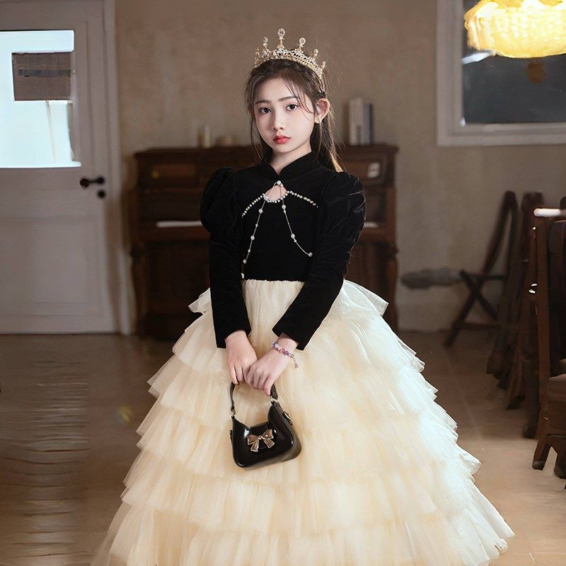 女童绝美小礼服秋冬高级感钢琴演奏十岁生日女孩公主裙舞台演出服