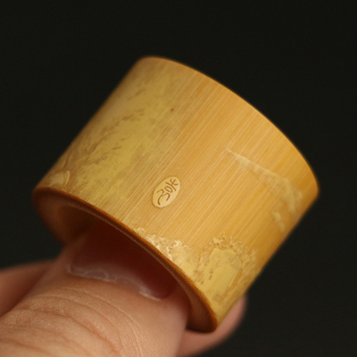 精品名家袁江纯手工留青雕刻老玉竹文玩扳指手把件竹雕竹指环把玩