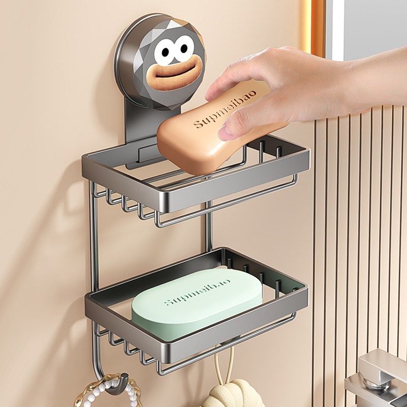 吸盘肥皂盒浴室香皂碟免打孔壁挂置物架双层香皂沥水盒墙上肥皂架,家庭/个人清洁工具,皂盒,淘宝优惠券,粉丝福利购,淘宝优惠卷