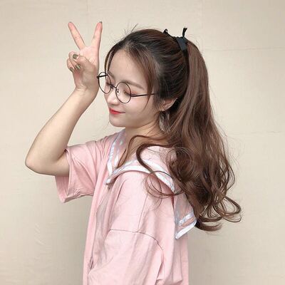 真发马尾大波浪女绑带式长卷发辫子发尾网红高马尾长发抓夹马尾辫