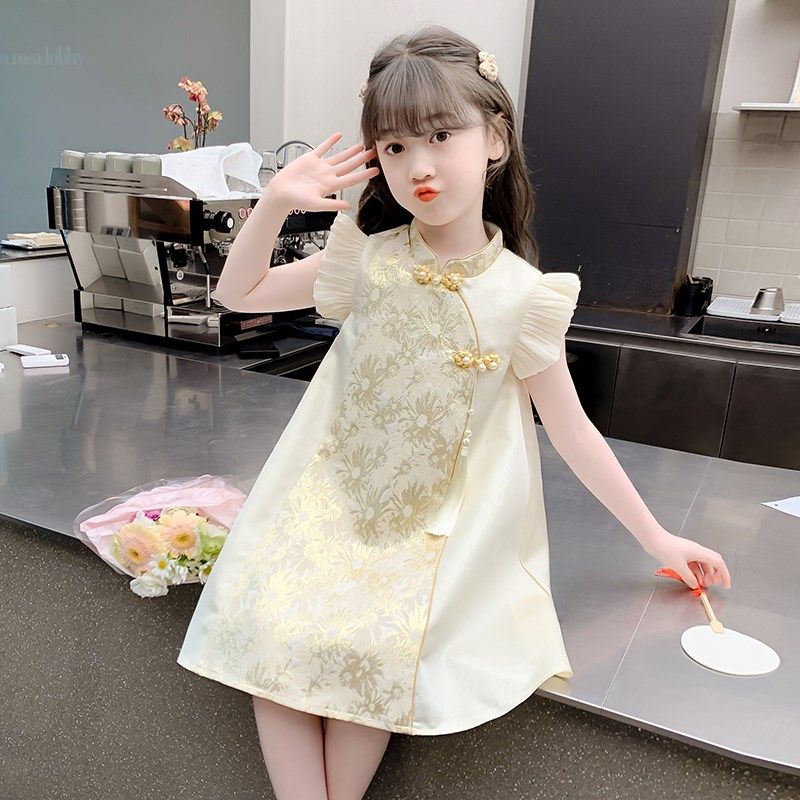 女童汉服连衣裙2024新款夏季小女孩国风旗袍公主裙夏装儿童裙子薄