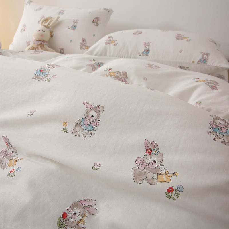 新品【全棉A类双层纱】妮小兔床单单件被套枕套纯棉柔软可爱床品