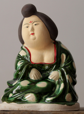 仿古做旧唐三彩陶瓷仕女摆件陶俑胖妮艺术品装饰品古玩收藏品礼品