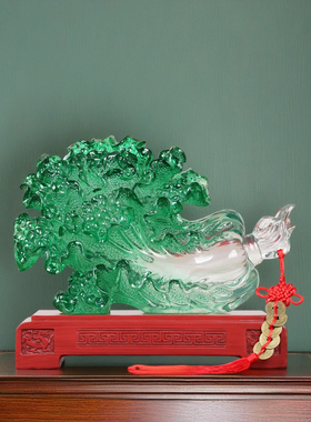 一款荣华招财宝玉白菜饰品家居饰品客厅酒柜办公室桌面装饰开门红