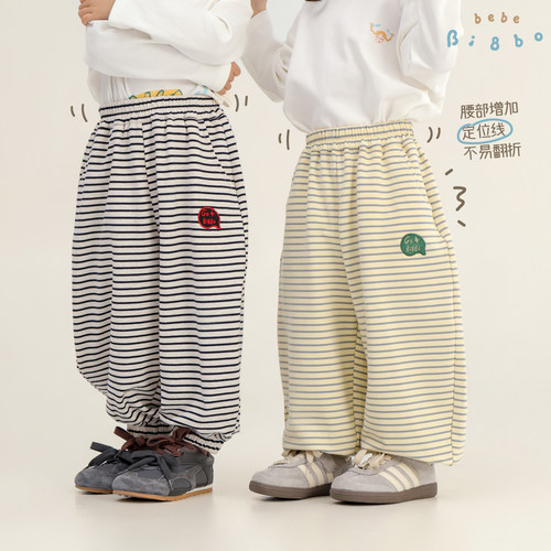 36117【BI8BO】2026春季新款休闲儿童韩版宽松动物条纹卫裤