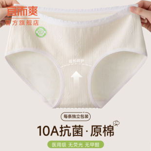 中腰女生三角褲 頭 女醫用級100%全棉加長檔2025新款 宜而爽純棉內褲