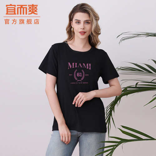 圆领短袖上衣女士夏天时尚休闲
