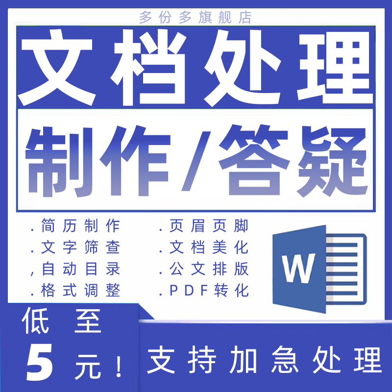 文档处理word排版答疑问题解决美化格式修改编辑帮忙转换pdf代填