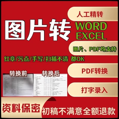 pdf转换word图片excel扫描件ppt文字txt表格照片可编辑文字录入提