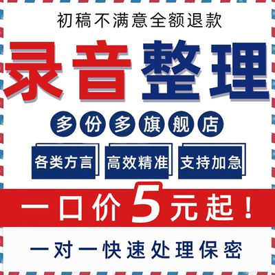 录音整理转换文字录入方言英文机器人工视频字幕打字音频会议扒词