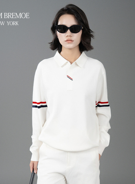 [TNOM BREMOE]秋冬 男士针织条纹微宽松男装毛衣针织衫polo打底