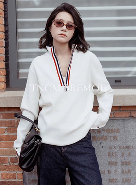 [TNOM BREMOE] 秋冬新款男女同款立领拉链套头毛衣针织衫打底