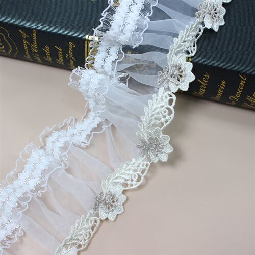 窗帘花边白色蕾丝珍珠金线水溶花边符合蕾丝装饰立边法式宽边辅料