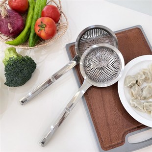 加大加宽家用厨房多功能304不锈钢方孔漏勺子 出口德国升级版