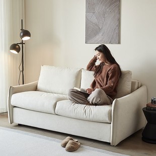 折叠羽绒沙发床高端小户型客厅两用双人奶油风带床垫书房科技布