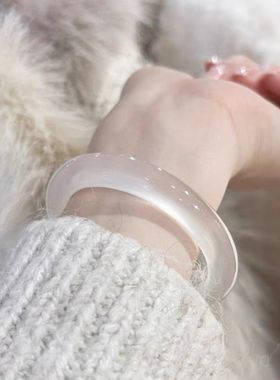 水沫玉手镯高冰雪花冰种