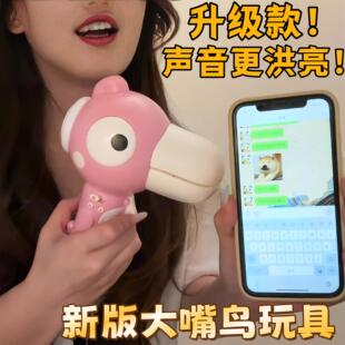 升级款粉色大嘴鸟录音玩具模人声变声器学舌扩音器抽象魔性声音