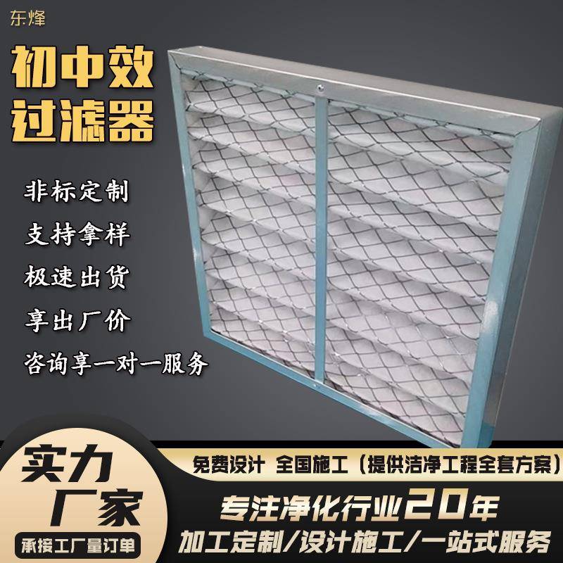 g4初效板式过滤器无纺布除尘可清洗铝框覆网折叠初效空气过滤网