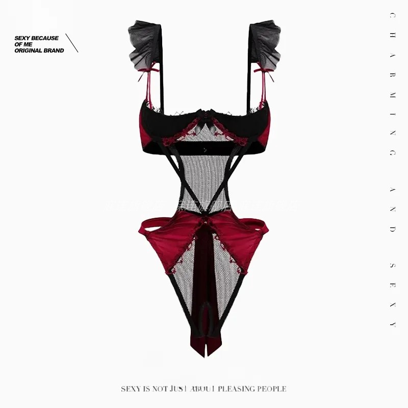 性感睡衣复古红色氛围感纯欲风